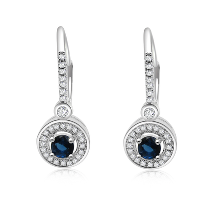 Real 925 Sterling Silver French Lock with Zircon Earrings Jewelry in Perfect Quality