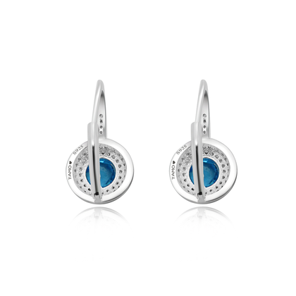 Real 925 Sterling Silver French Lock with Zircon Earrings in Perfect Quality
