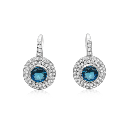 Real 925 Sterling Silver French Lock with Zircon Earrings in Perfect Quality