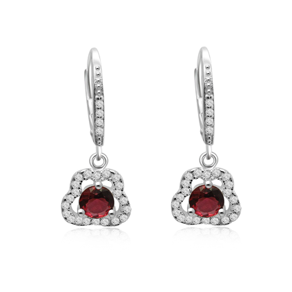 Real 925 Sterling Silver French Lock with Zircon Earrings Fine Jewelry in Perfect